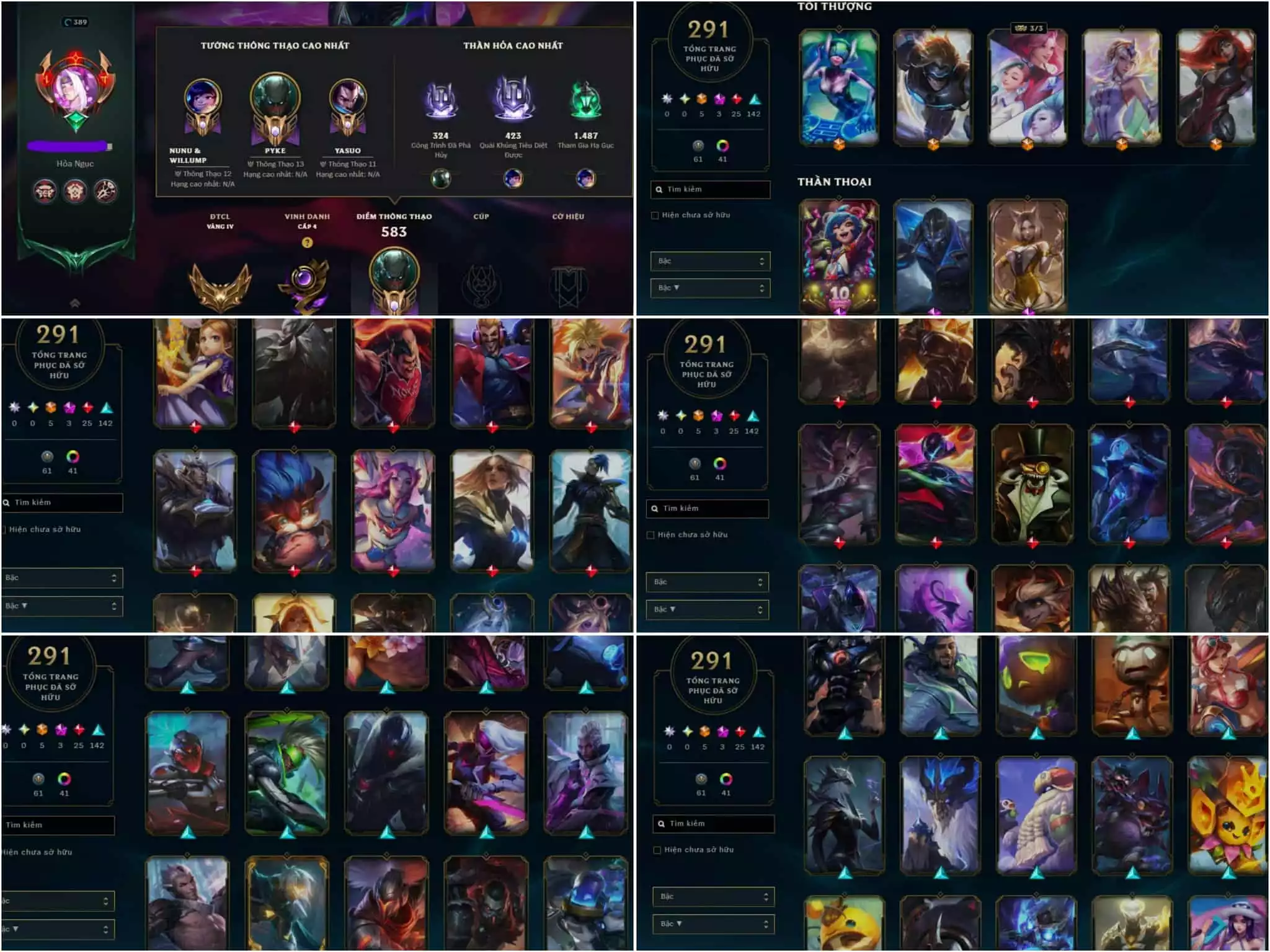 291 SKIN + FULL CHAMP + ĐẸP